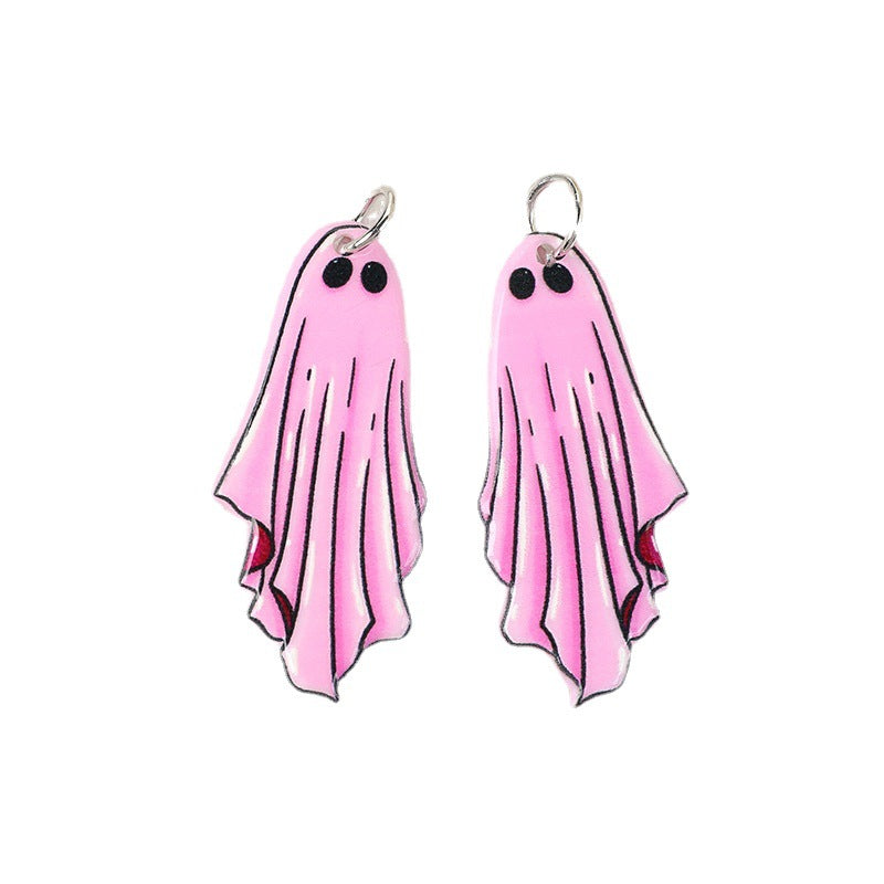 Wholesale 10pcs Acrylic Halloween Pumpkin Skeleton Man Ghost DIY Earrings Keychain Accessories